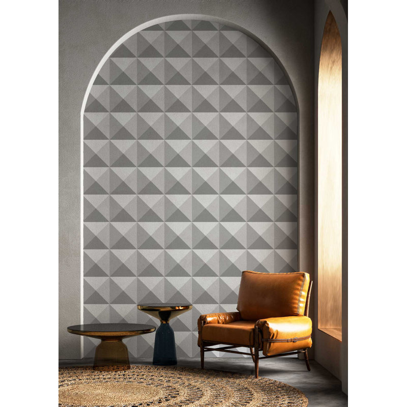 Yuki Osada Geometric Wallpaper Double Roll, Gray