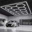 Projecteur à DEL hexagonal pour garage 672 W 80 640 lm 6 500 K, système à 14 grilles, éclairage puissant pour la vente au détail automobile, avec cadre rectangulaire, installation facile, pour garage, entrepôt, atelier, magasin, salle de sport-137101188