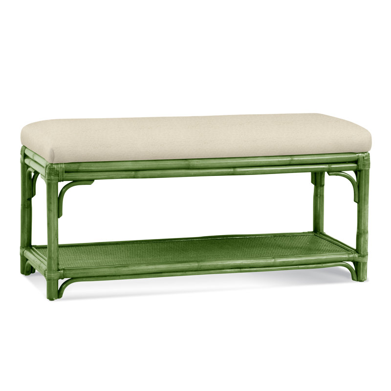 Summer Retreat Wicker Shelf Storage Bench, Havana, Ivory Crypton Performance; 0886-91