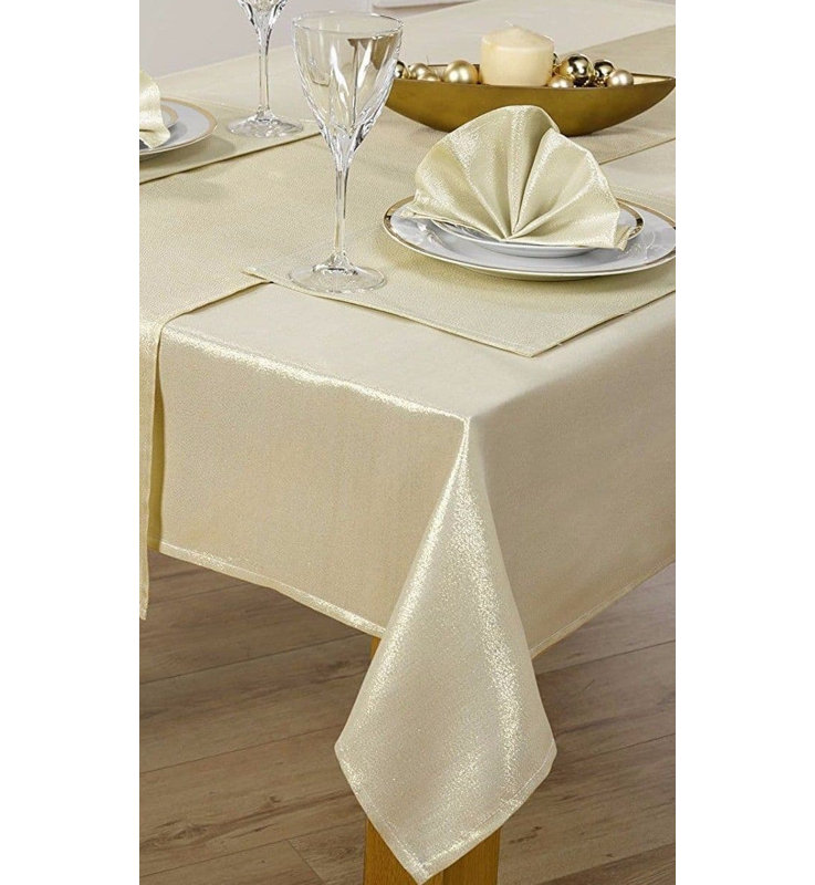 GLITTER NAPKINS Orrtanna Square Solid Colour Table Accessory, Cream