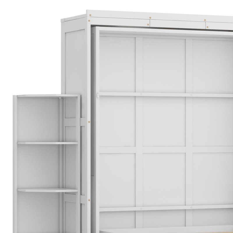 Lit escamotable avec armoire murale cachée, Blanc