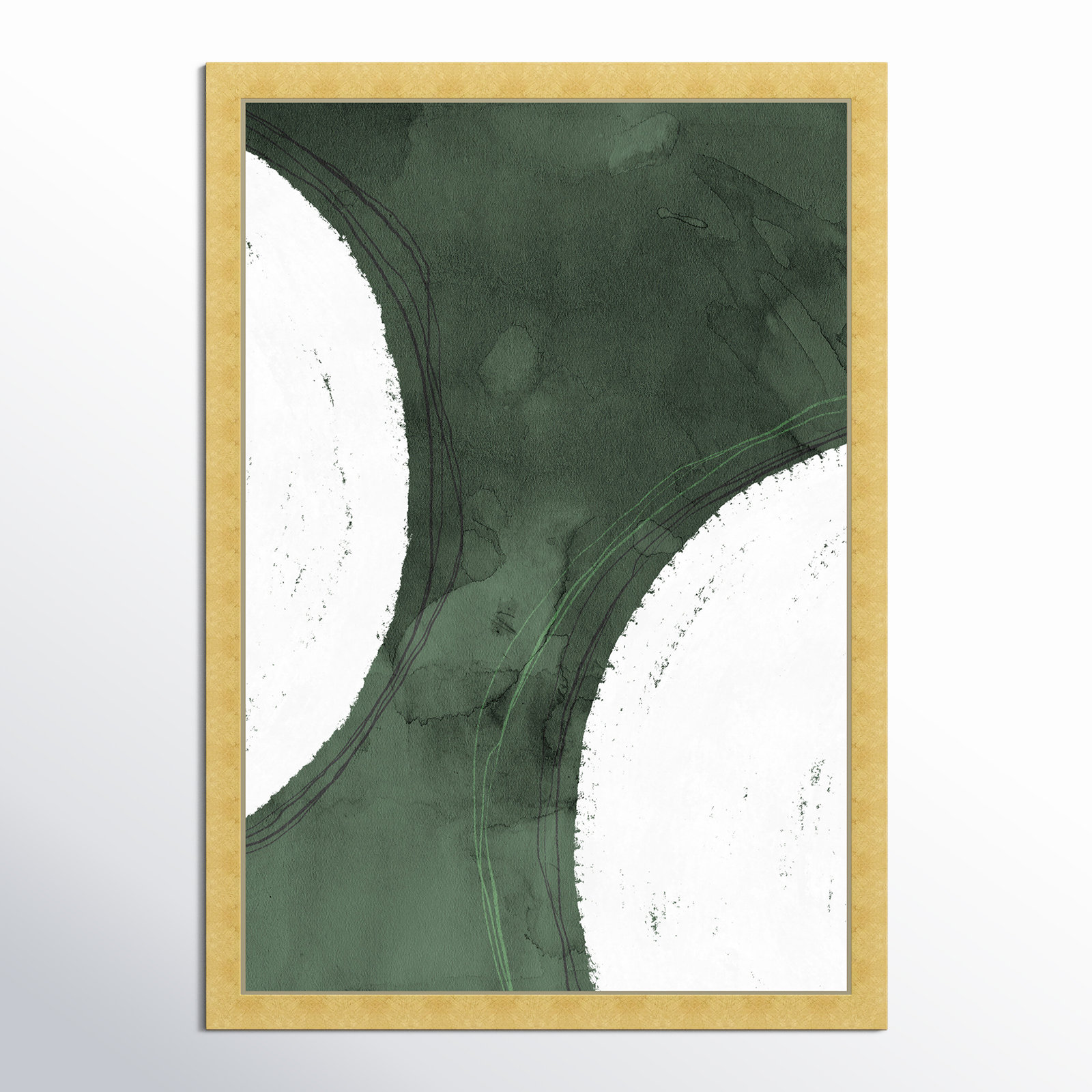 Green Moon Painting by Oliver Gal, 17" H x 12" W x 0.5" D, Gold