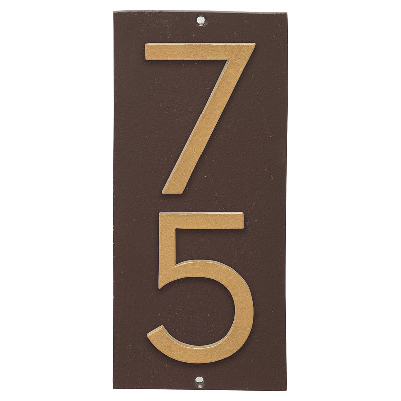 Plaque d’adresse murale sur 1 ligne flottante, Bronze romain, Or, Oui