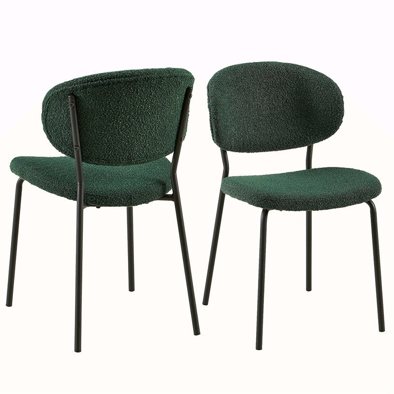 Ensemble de 2 chaises de salle à manger en tissu Boucle avec pieds en métal pour la salle à manger, la cuisine et le salon