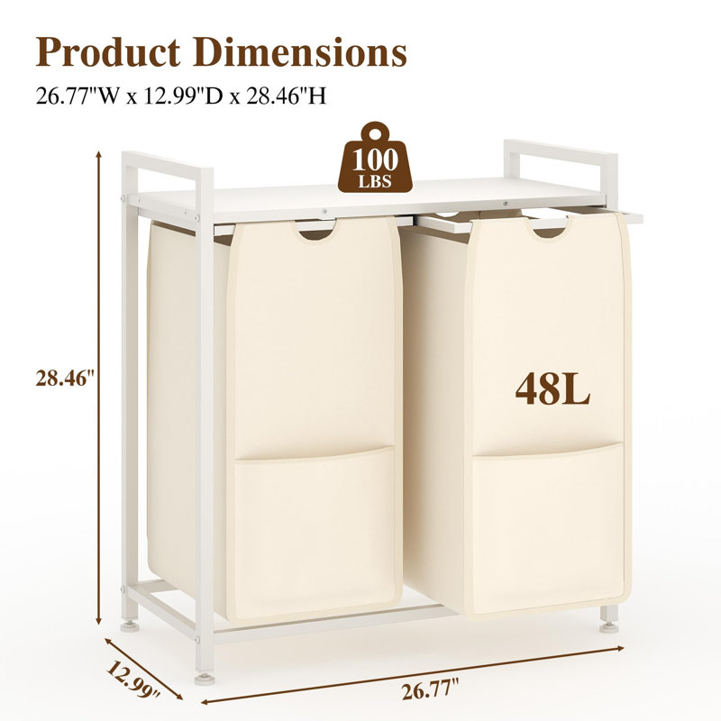 Laundry Room Organiser, 72.3 cm H x 66.6 cm W x 33 cm D, White