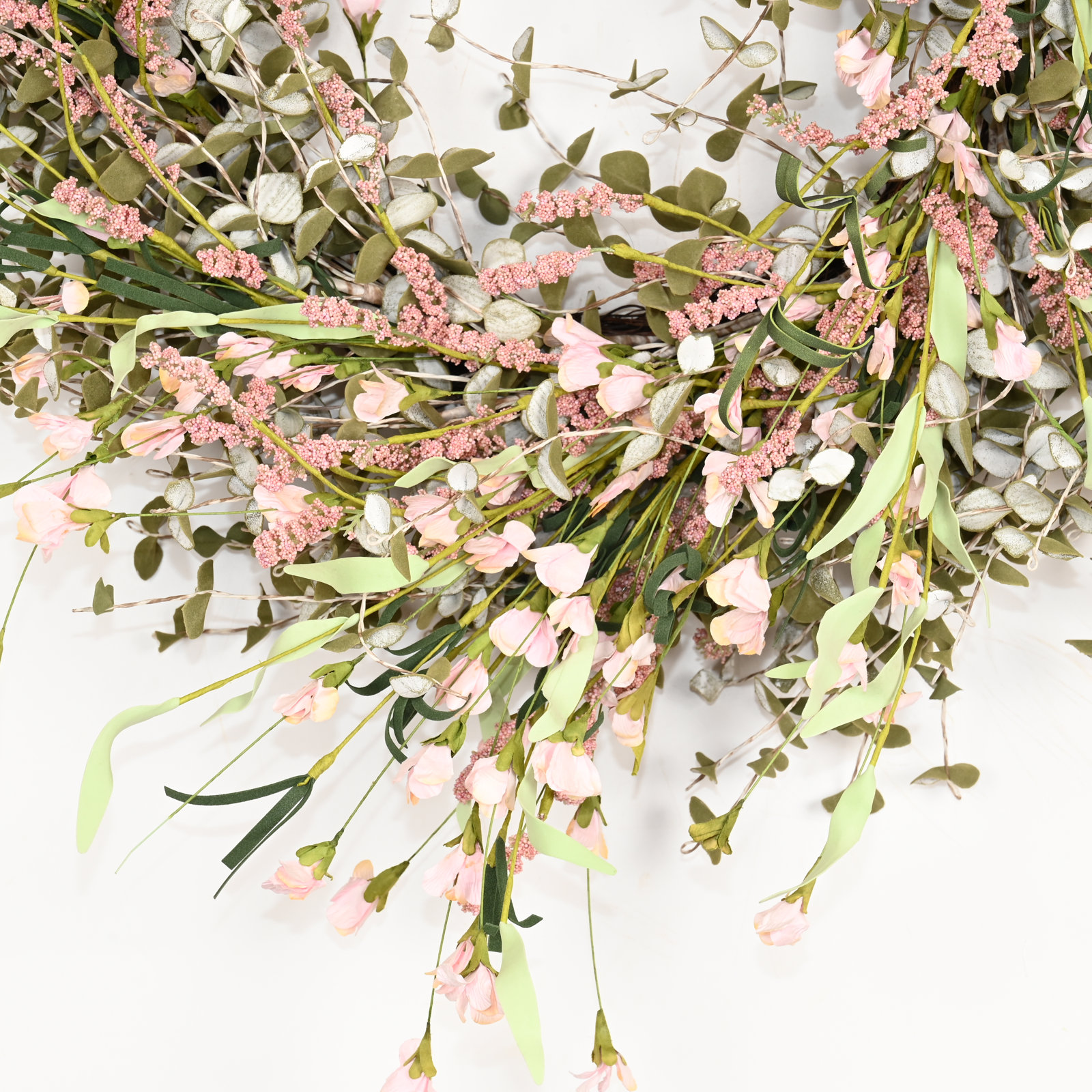 26" Handcrafted Mini Eucalyptus Wreath, Pink