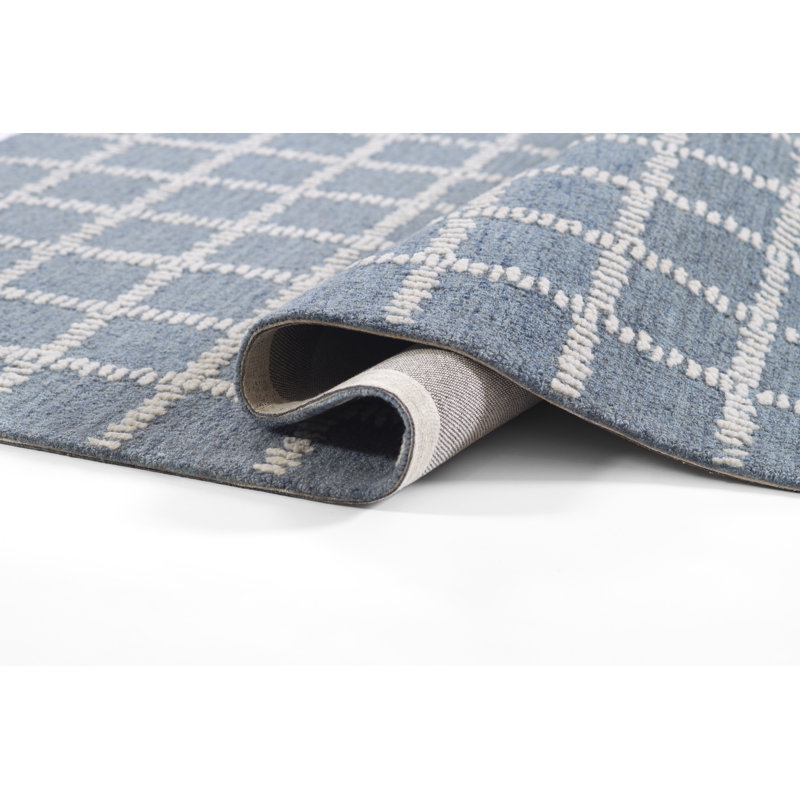 Lanora Hand Tufted Blue Wool Geometric 8' x 10' Rug