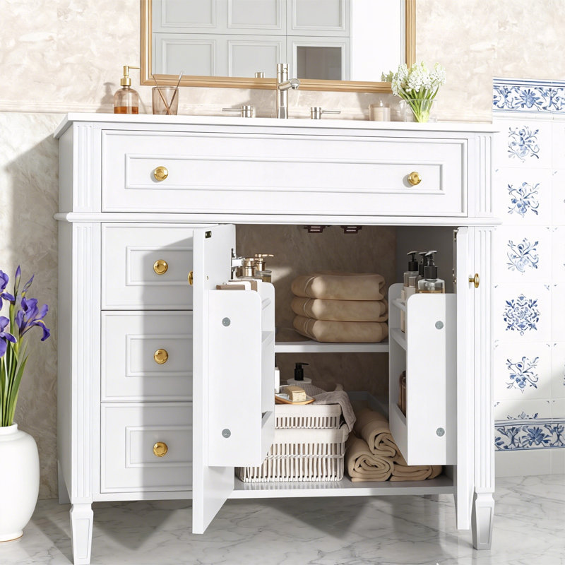 Armoire avec tiroir rabattable, Blanc