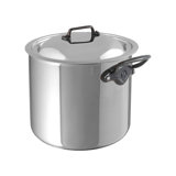 Mauviel M'cook CI 5-Ply Polished Stainless Steel Stock Pot With Lid, Cast Stainless Steel Handles, 9.7-Qt