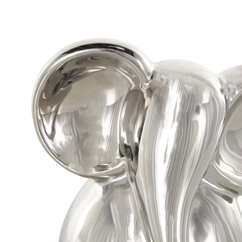 Cole And Grey Ceramic Glossy Elephant Decorative Sculpture, Silver