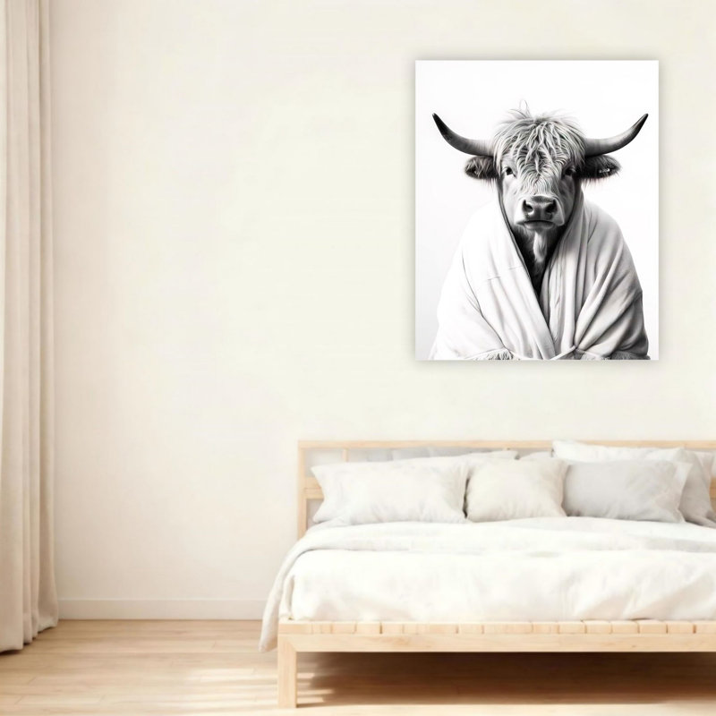 Art mural en toile 24 po x 36 po Highland Black and White