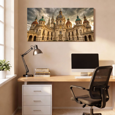 Baroque Cathedral Architecture Canvas Wrapped Wall Art Oil Painting Print Set Of 1