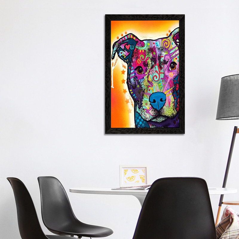 Heart U Pit Bull 1 Piece Wall Art on Canvas, 152.5 cm H x 101.5 cm W, Black Framed