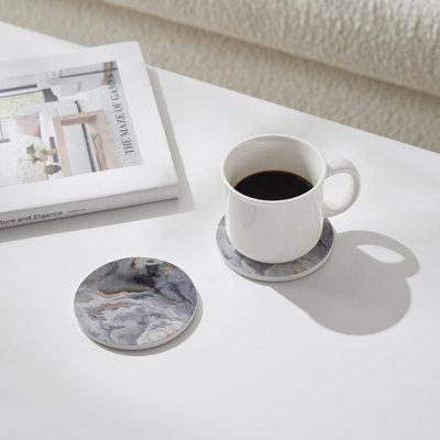 Abstract  Marble Coasters With Holder Absorbent Ceramic Coasters For Drinks Coasters With Cork Backing For Table Protection Housewarming Gifts For New Home