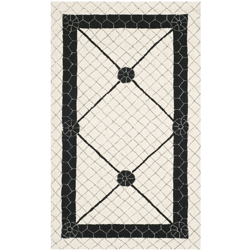 Tapis géométrique en coton crocheté à la main Wykoff, Rectangle 7 pi 9 po x 9 pi 9 po
