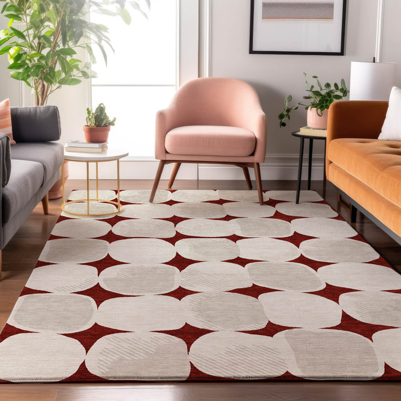 Premium Machine Washable Prisco Burgundy Rug, Rectangle 9' x 12'