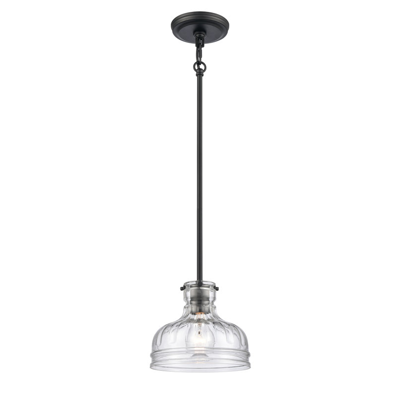 Mini-luminaire suspendu 1 lumière Orinoco de 8 po de large - noir mat, Noir