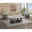 3 tables de cocktail avec plateau en bois gris - tables basses rectangulaires et 2 tables de bout carrées pour la vie moderne, tables de décoration de salon en bois simples à installer, style-55409478