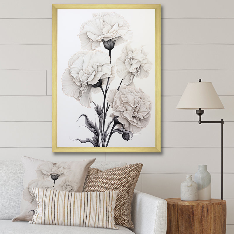 Œillets monochromes minimalisme sur toile, H 44 po x l 34 po x P 1,5 po, Cadre doré simple