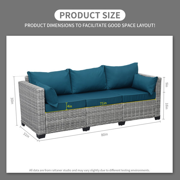 Colell Outdoor Furniture Loveseat Patio 2 Seater Couch Small Sofa No-Slip Cushions Pillows Waterproof Cover Hokku Designs Cushion Color: Peacock Blue