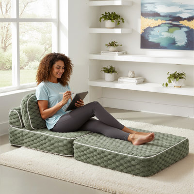 Versatile Folding Sofa Bed with Headrest & Lumbar Pillow