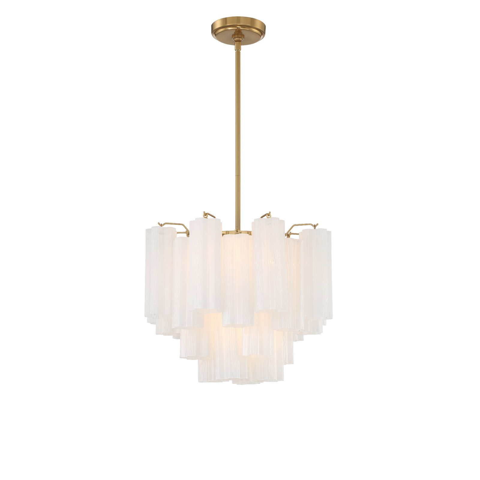 Arras Dimmable Tiered Chandelier, Aged Brass, 13.75" H x 17.75" W x 17.75" D, Milk White