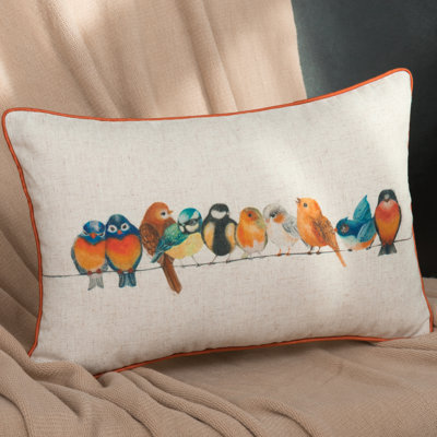Housse de coussin en lin Birds
