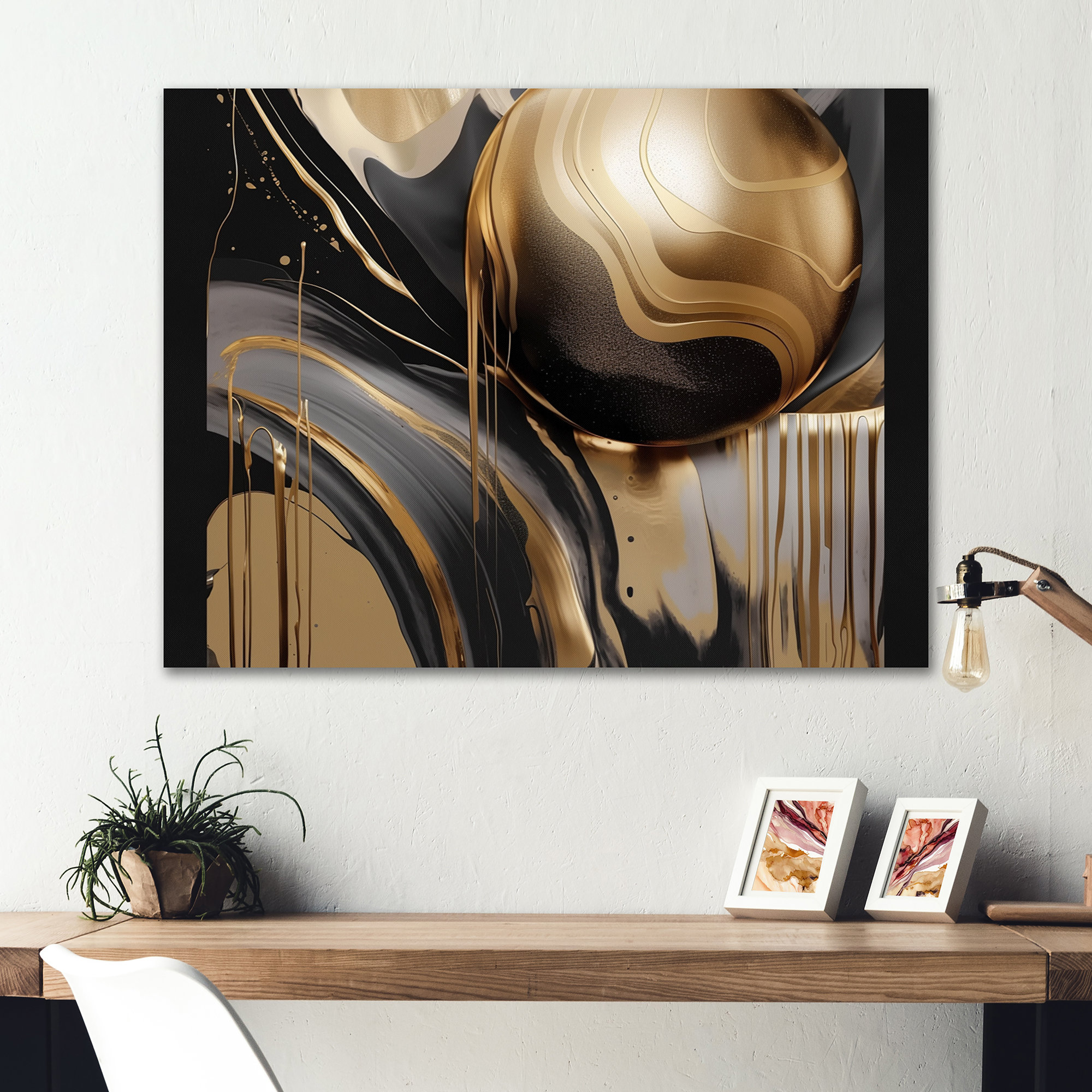 Mercer41 Gold and Black Captivating Marble IV - Abstract Marble Metal ...