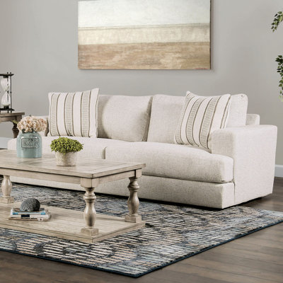 86.4" W Transitional Sofa, Beige