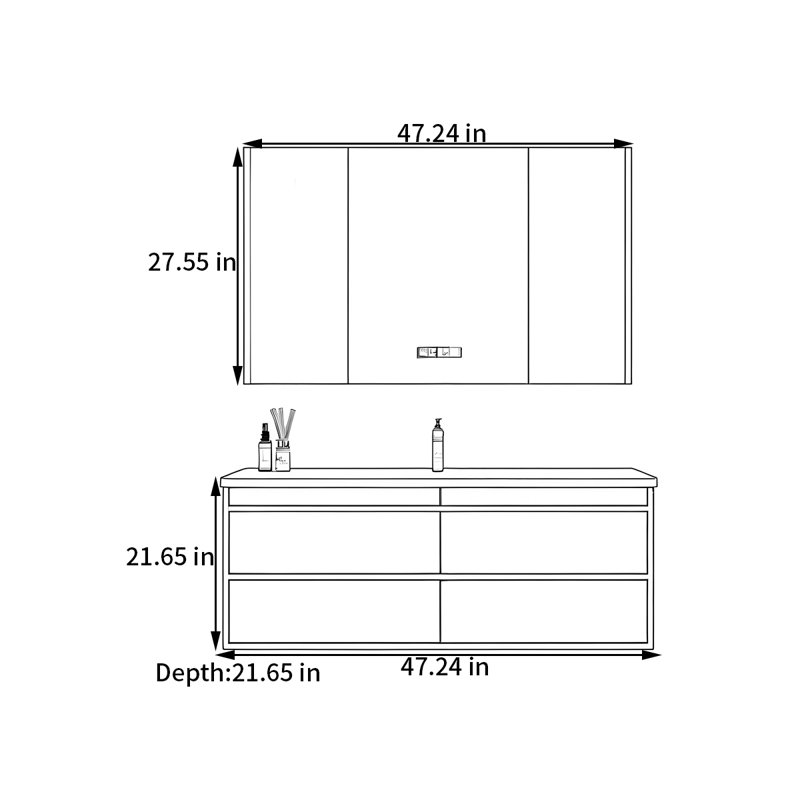 Dostie, 21.65" H x 47.24" W x 21.65" D