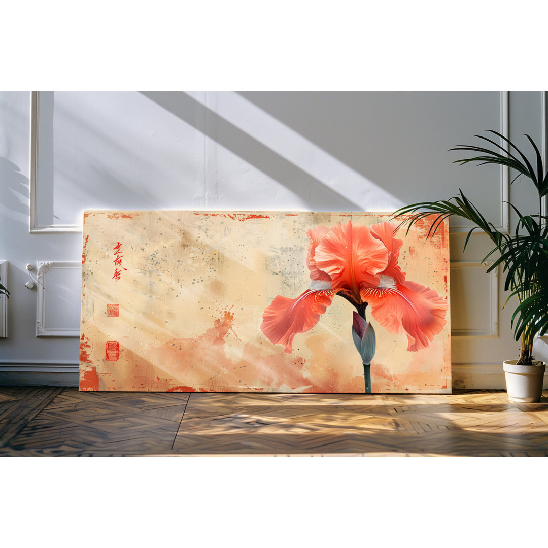 Wandbild 120x60cm Rote Blume Blüte Kunstvoll abstrakter Hintergrund