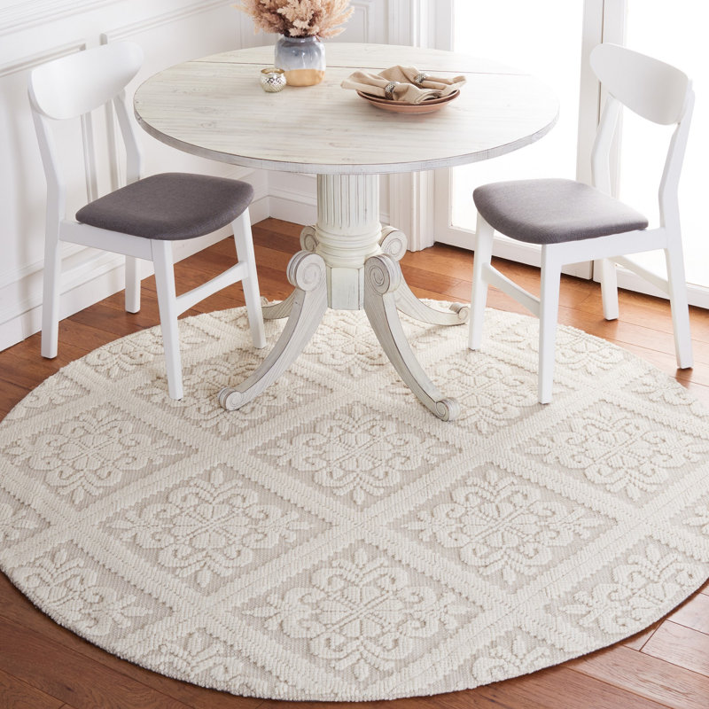 Sharene Handmade Tufted Wool/Cotton Ivory Area Rug, Round 6'