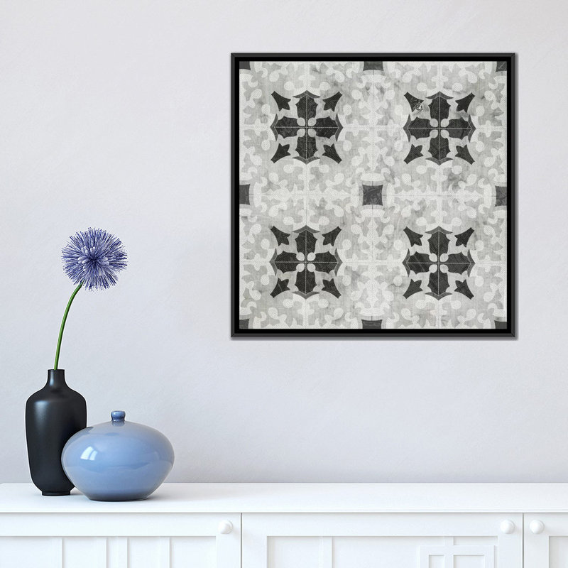 « boho luxe tile v », reproduction d’impression sur toile tendue, H 18 po x l 18 po x P 1,5 po, Toile avec cadre noir