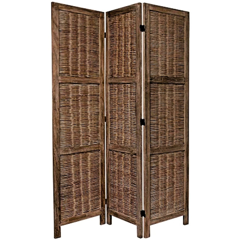Cloison pliante en bois massif H 67 po Fiona, 3, Brun