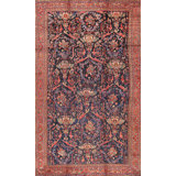 Melody Hand Knotted Wool Oriental Area Rug in Navy