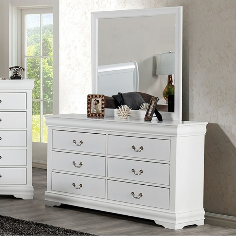 Mongey 6 Drawer Dresser With Mirror, White