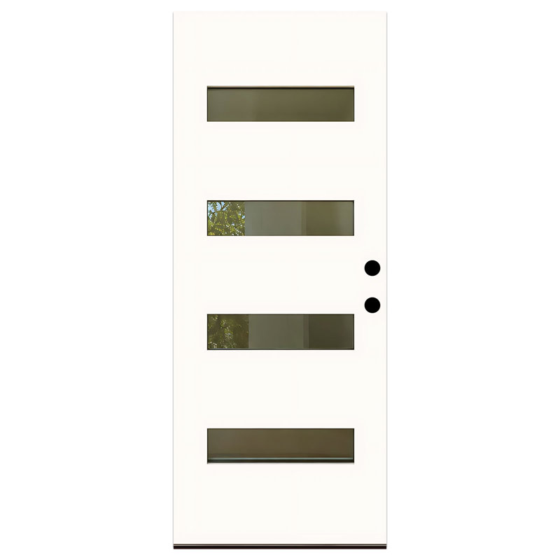 32 po X 80 po Porte d'entrée en acajou blanc apprêté avec verre givré, ouverture à gauche vers l'intérieur / extérieur