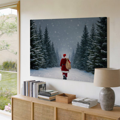 Toile, "Un paysage d'hiver serein" avec une figure vêtue d'un art mural