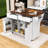 Rolling Fluted Kitchen Island Cart with Drop Leaf, Power Outlet and Adjustable Shelves-1531785326