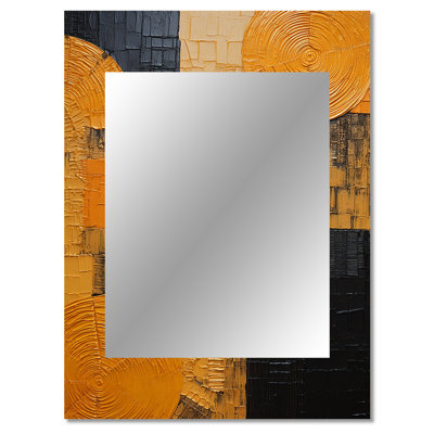 Artistic Yellow Pottery - Boho Pottery Mirror, Traditional Unique Wall Mirror, Printed Metal Art