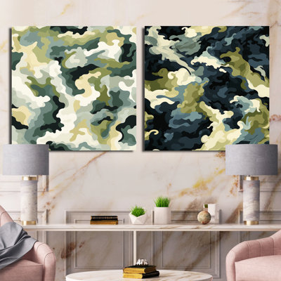 Cornesha - Ensemble de 2 collages carrés abstraits