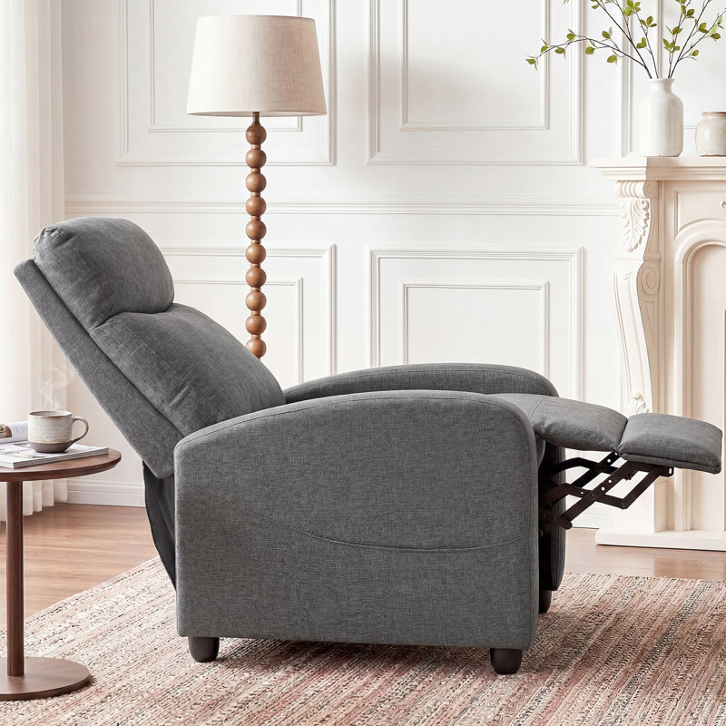Canapé inclinable, fauteuil de massage, fauteuil oscillant avec repose-pieds et haut dossier, Tissu gris
