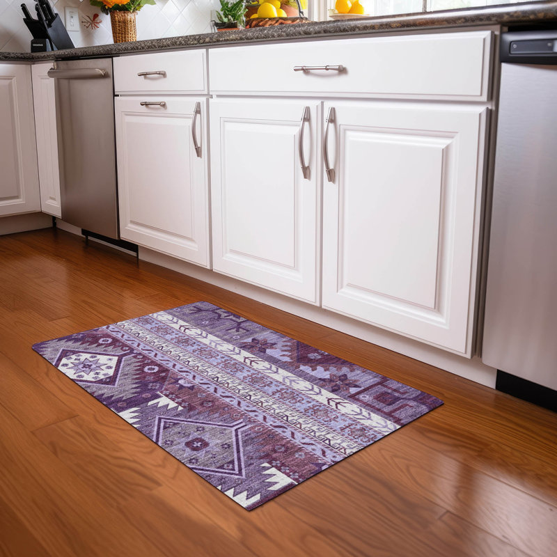 Machine Washable Indoor/Outdoor Chantille ACN1015 Purple Rug, Rectangle 1'8" x 2'6"