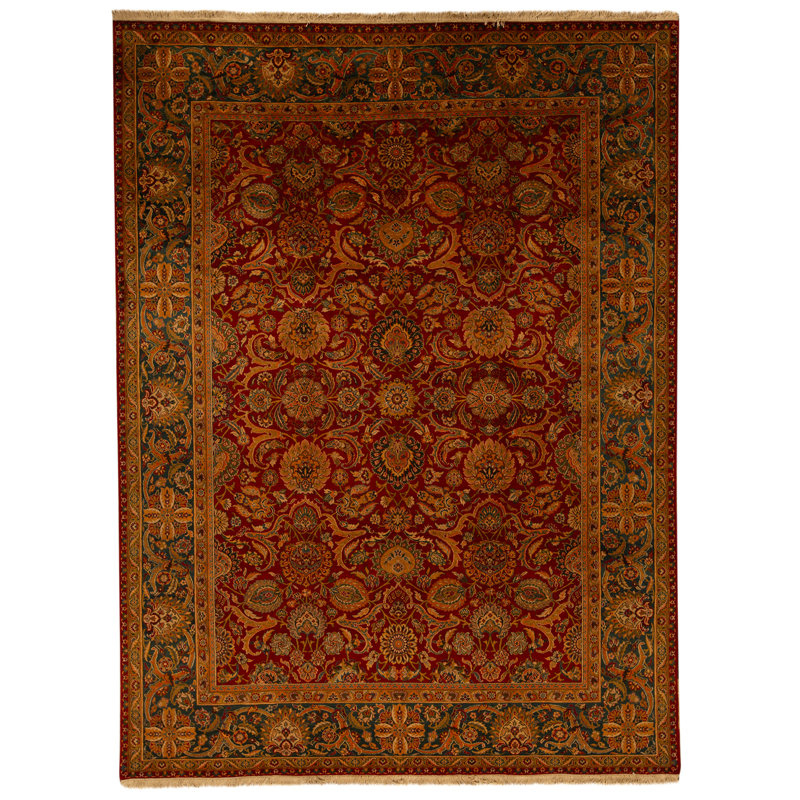 High-Quality Hand-Knotted Red And Blue Area Rug