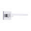  Zeta Premium Design Door Handles Set on Square Rose in Polished Chrome Finish with 2.5" 3 Lever Lock and Keyhole Escutcheon