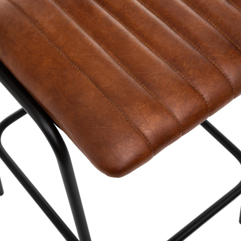 Tevis Upholstered Counter Stool with Metal Frame, Cognac