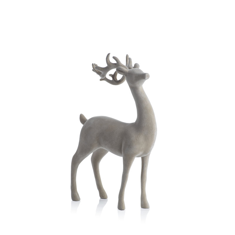 Figurine de cerf debout floqué