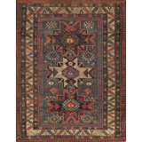 Kazak Hand Knotted Wool Geometric Area Rug in Green