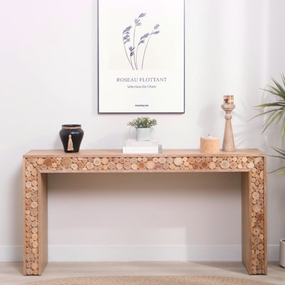 Console en bois rustique avec accents de bûches naturelles