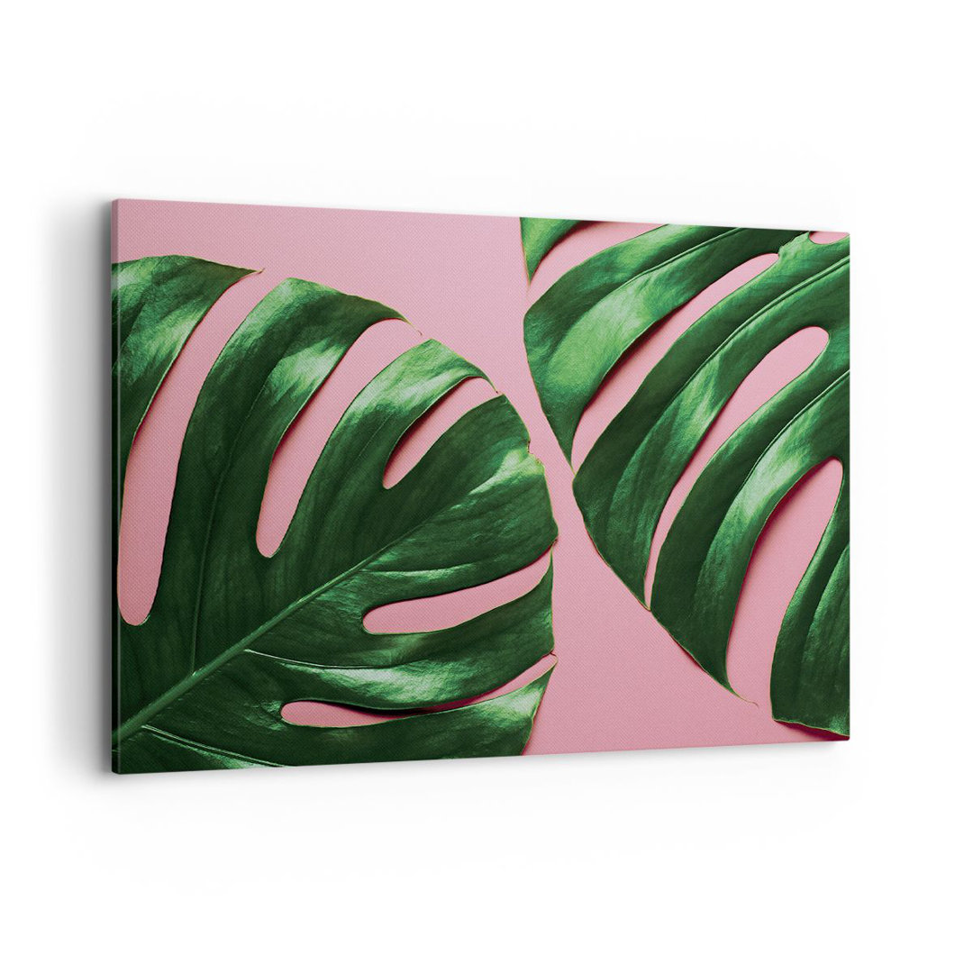 Leinwandbild Monstera Leaf in Rosa